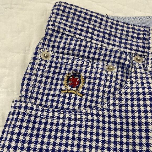 Vintage Tommy Hilfiger Blue Checkered High Waisted Cotton Shorts size 12 - Picture 3 of 8